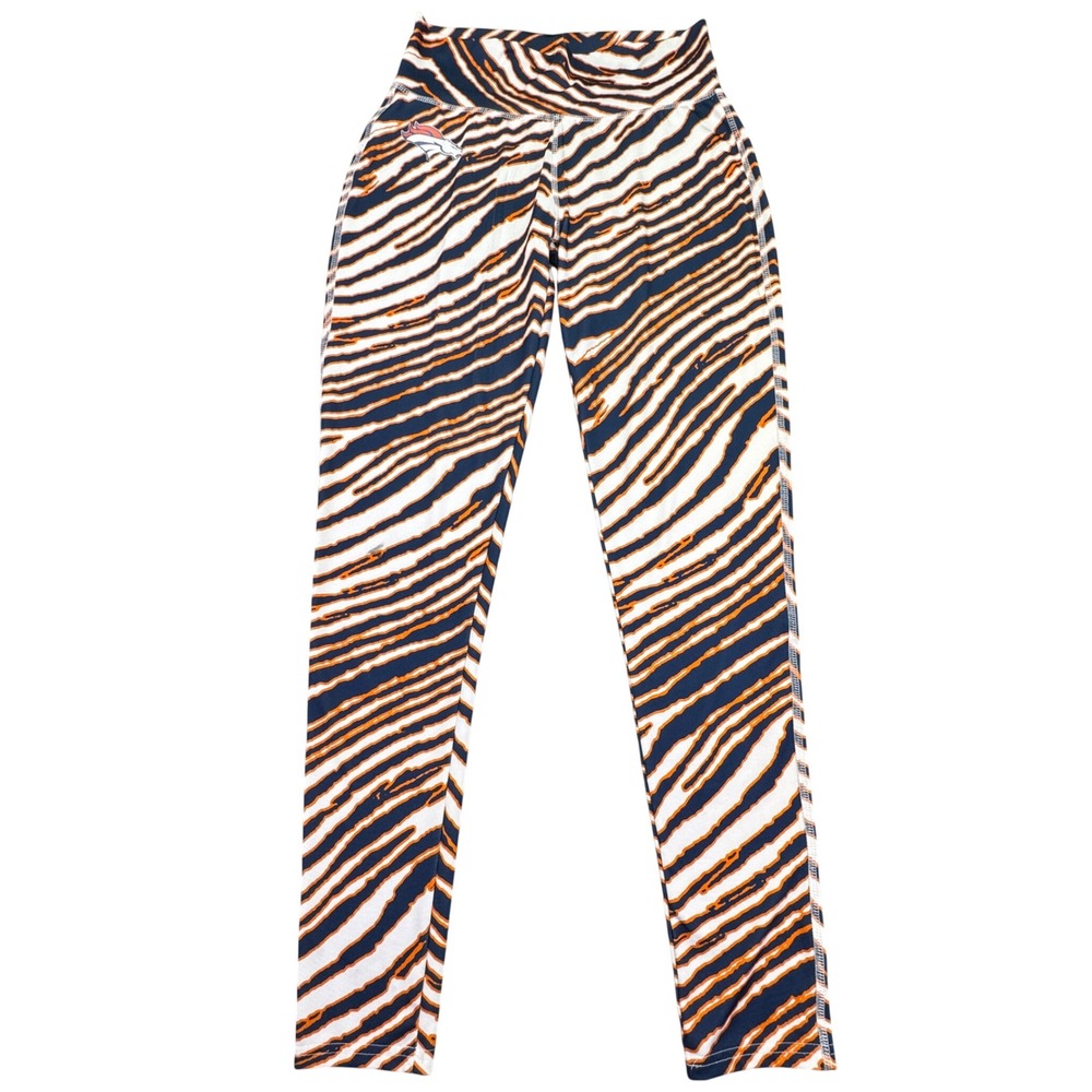 Denver‎ Broncos NFL Womens Size M Zebra Print Athletic Leggings Pants